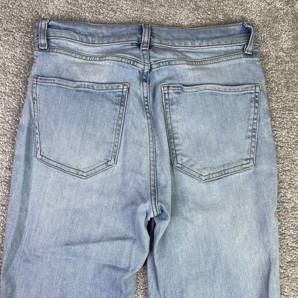 ZARA The DREED Flare Jeans Women’s 6  Blue Raw Hem Cropped Light Wash Stretch - Picture 4 of 12